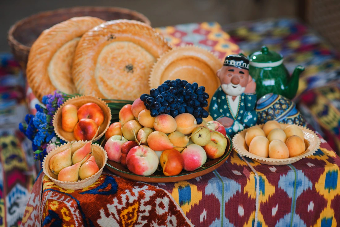 Agrotourism in Uzbekistan with traditional agriculture, orchards and local life
