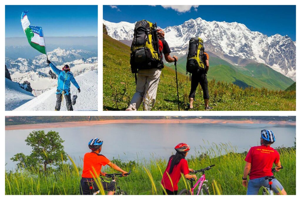 Youth hiking and camping in nature in Uzbekistan